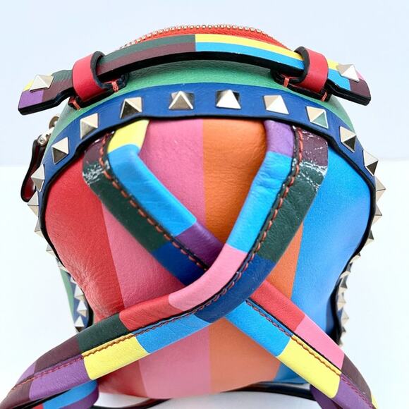 Valentino Rockstud 1973 Mini Backpack Rainbow Stripe Multicolor Resort 2015 - Picture 9 of 12